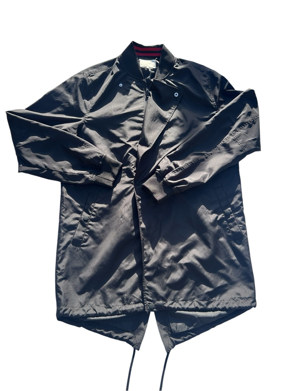 Men's Black Long Bomber Jacket size M  - five four jacket
